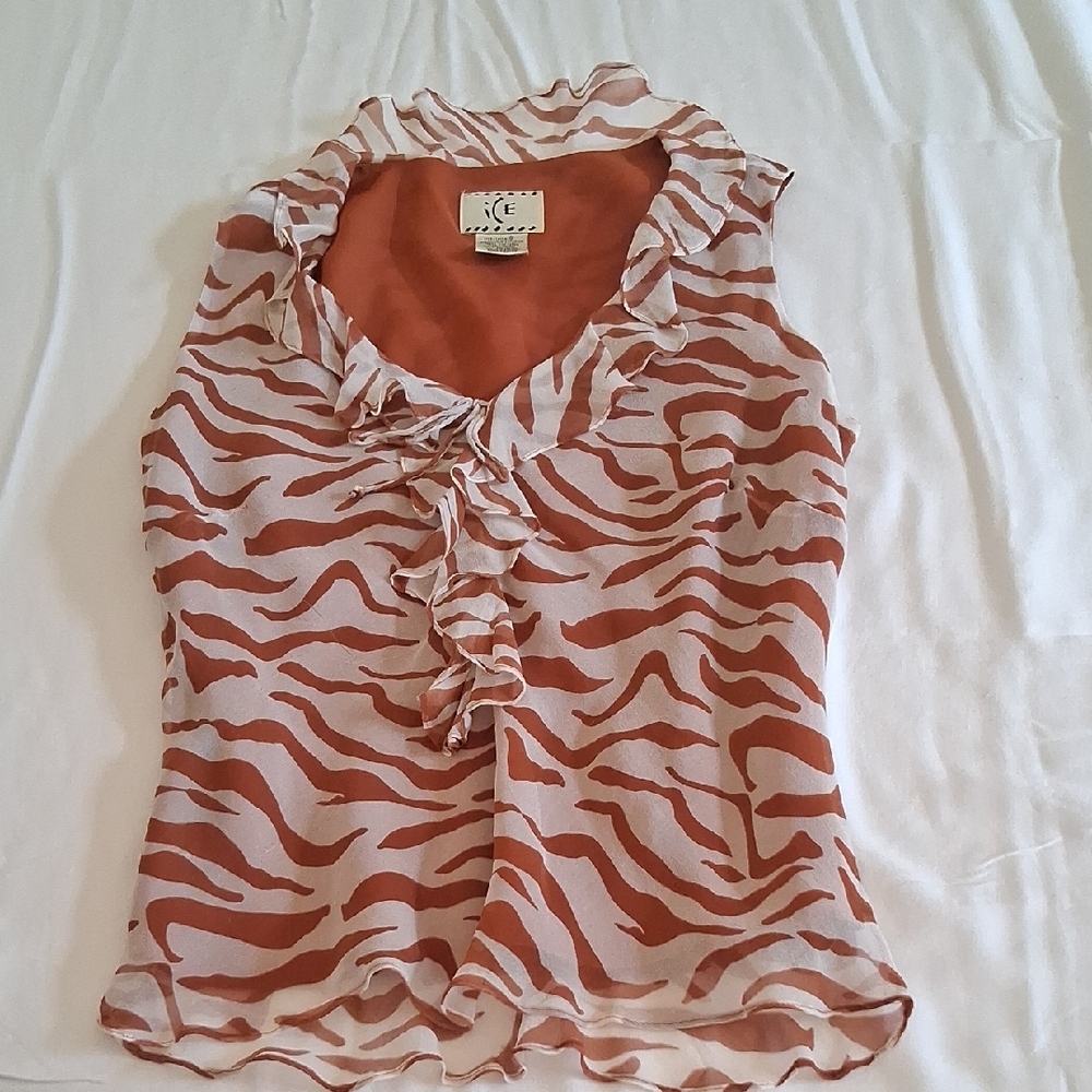 Ice Rust and Cream Animal Print Blouse